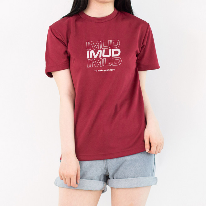 Humble Studio 涼感酷涼圓領字母印花運動短袖T恤 IMUD_59_300, 酒紅色