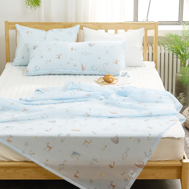 지베딩 웰컴밤비 냉장고 스노우리플 홑이불 패드 베개커버 세트