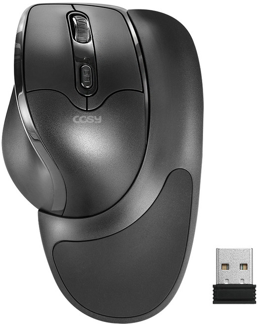 코시 무선 세미 손목받침 탈부착 버티컬 마우스, M4056WL, 블랙