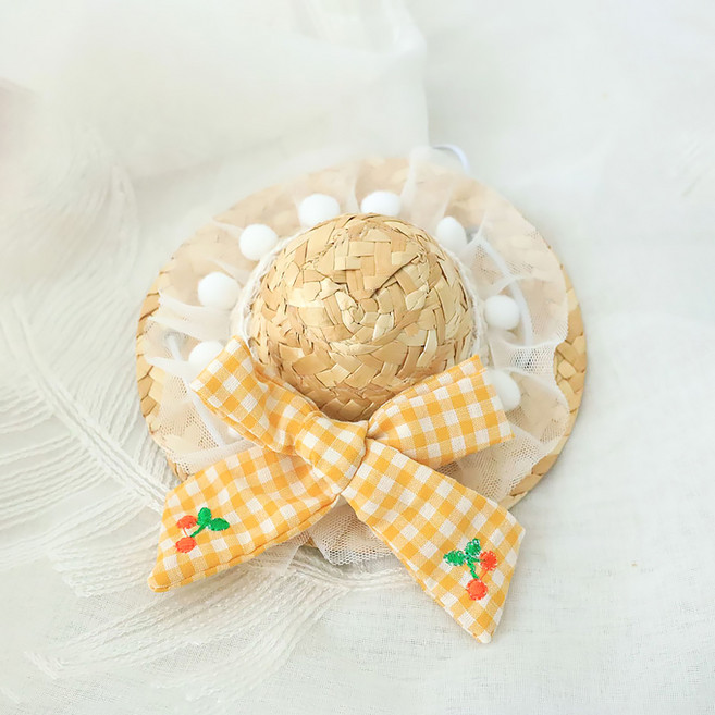 파스텔펫 반려동물 리본 레이스 밀짚모자, 타입D, 1개