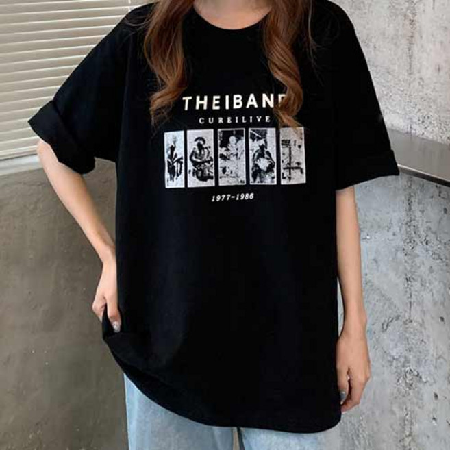 아이캔심플 여성용 스트릿무드 박스핏 오버핏 데일리 반팔 티셔츠