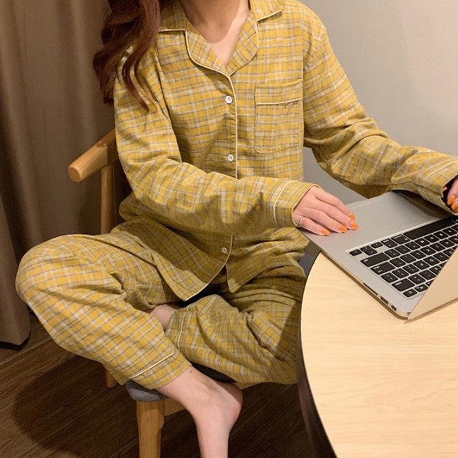 Elsso 女款長袖襯衫式睡衣上下套裝