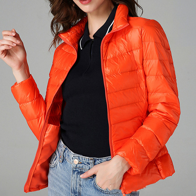 아뗄릭 여성용 룰렛 따뜻한 캐주얼 초경량 칼라넥 패딩 점퍼 10849