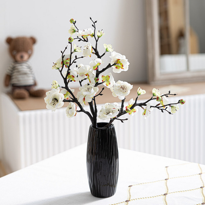 플라워트리 조화 봄날 수려 매화 + 화병 29 x 42 cm 세트, 화이트, 1개