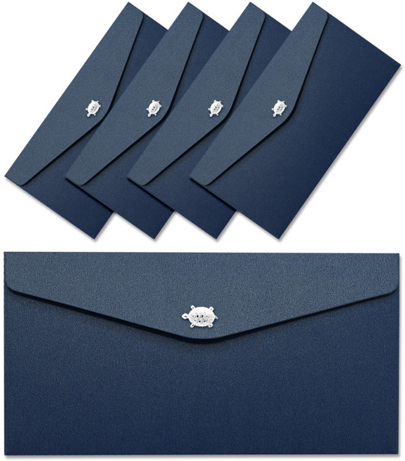 체리쉬 3D 장수거북 감사 봉투, 네이비 + 은색, 5개