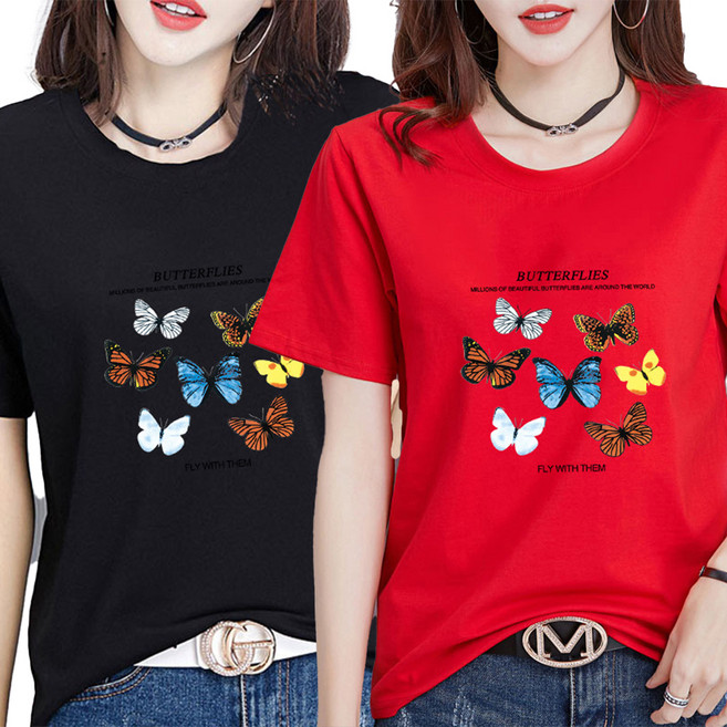 Elsso 女款短袖休閒媽媽裝圓領大尺碼日常T恤 2件組