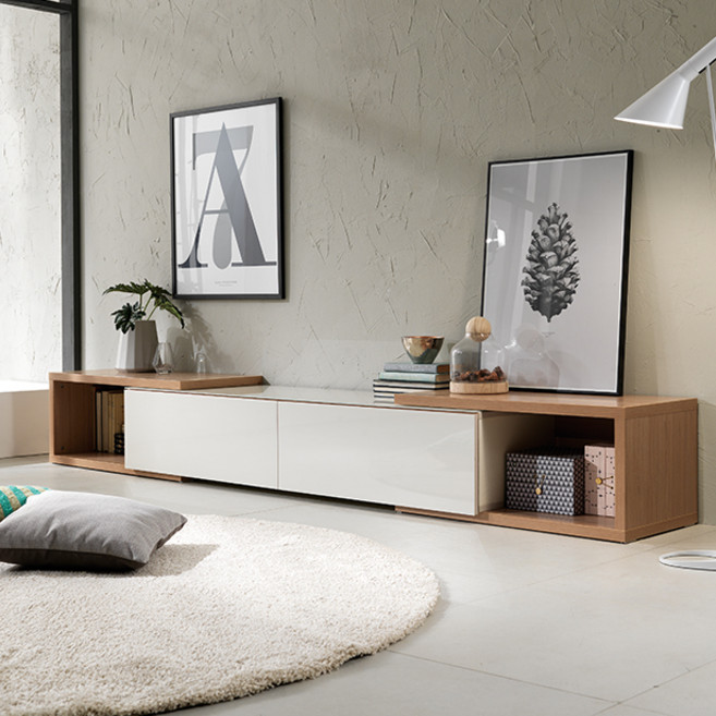 리바트 모노디 익스텐션형 거실장 방문설치, 화이트