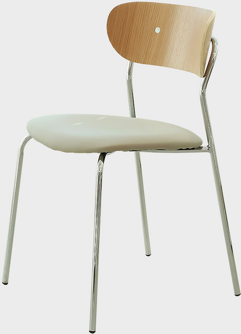 VICFUS 클레어 인테리어 디자인 카페 실버 원목 식탁의자, 베이지, 1개