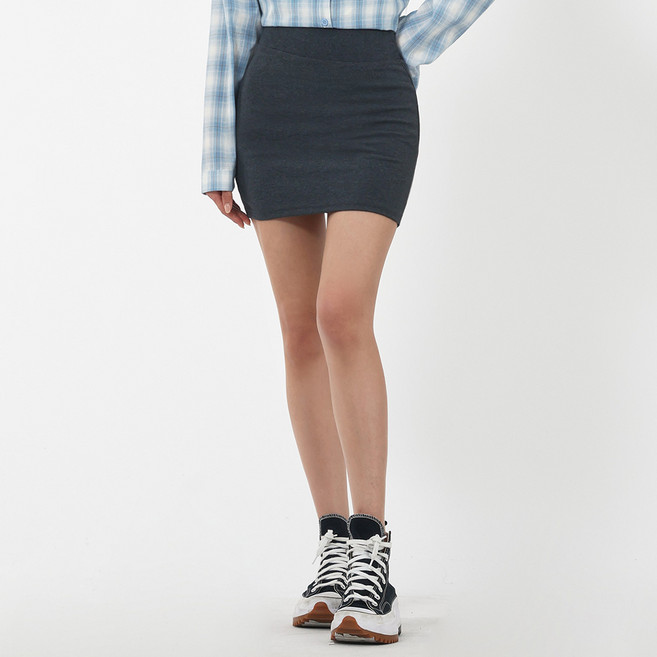 엘쏘 여성용 사계절 에이치 라인 슬림 스판 밴딩 미니 스커트