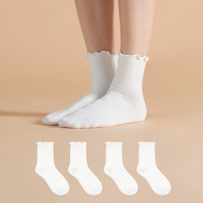 Sockpiens 女款高級彩色荷葉邊襪子4雙套裝
