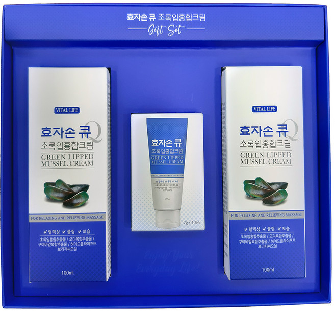 효자손 큐 초록입 홍합크림 선물세트, 220ml, 1세트