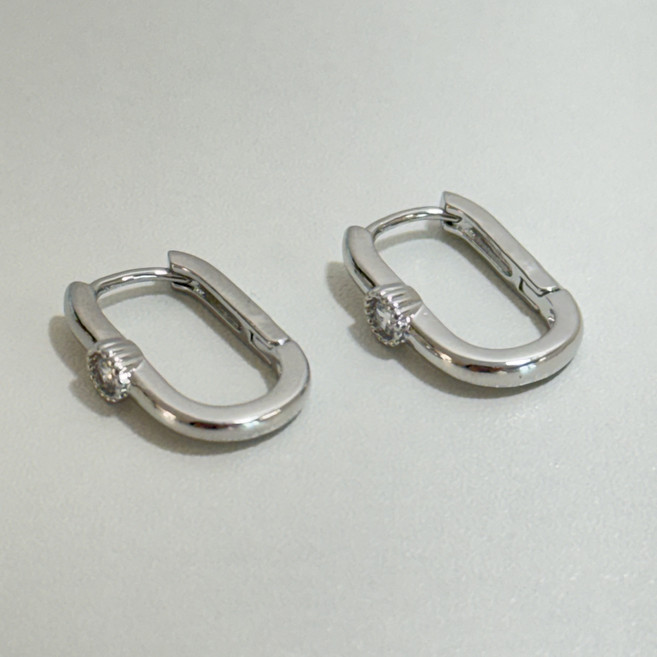 ENCLAIR 女款 18k白金包金 經典圈形耳環 1.7 x 1.1 cm