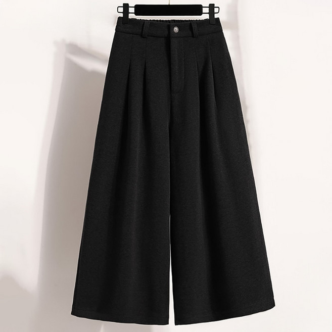 페이릿 여성용 빅사이즈 핀턱 와이드 뒷밴딩 9부 팬츠