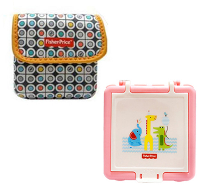 fisher-price 費雪 起司收納盒 粉色 + 收納包 橘色, 1組, 容器 + 蓋子 + 保冷袋