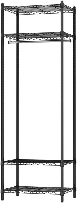 KI WISH 居家生活 無布套四層衣櫥架 附吊衣桿, 黑色, 4層