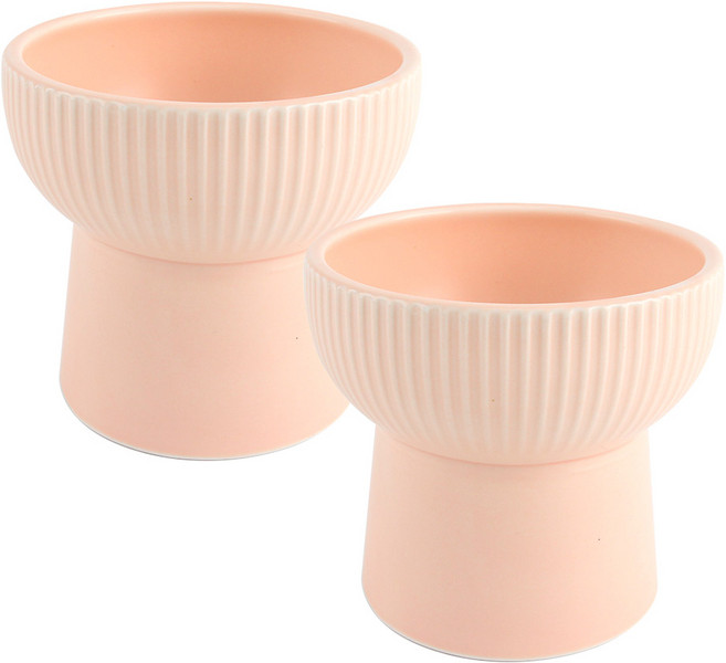 도그아이 반려동물 파스텔 도자기 밥그릇, 핑크, 2개