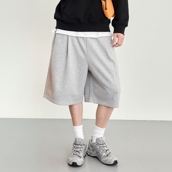 베이직하우스 남녀공용 버뮤다 와이드 원턱 쭈리 6부 반바지 L1HP3102