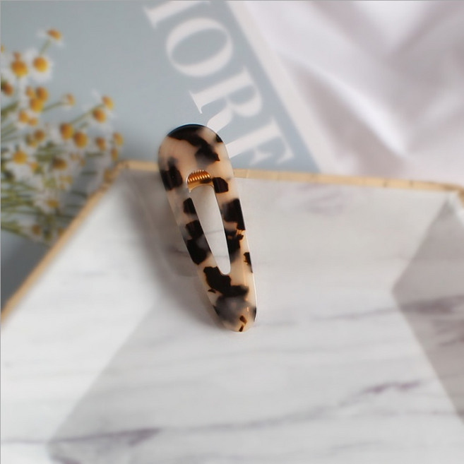 마블링 호피 자개 삼각 머리핀