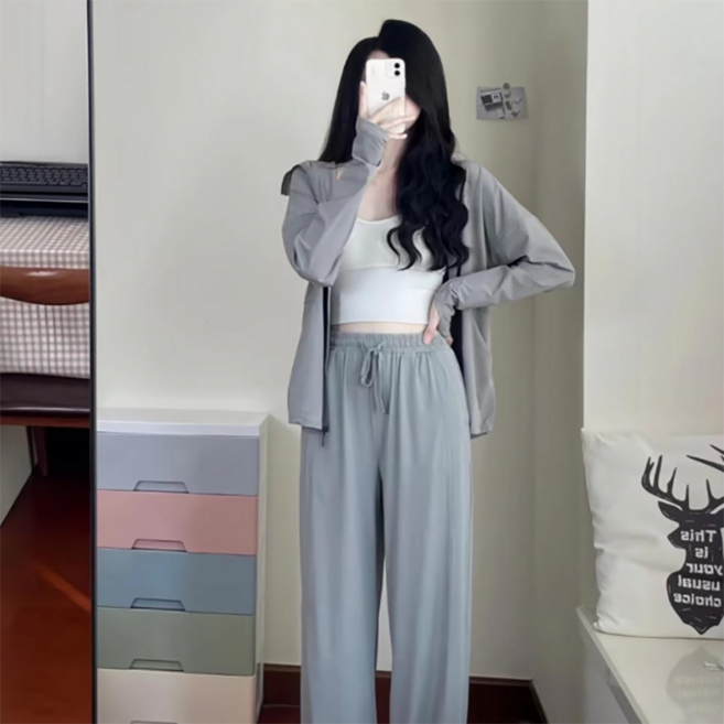 피어니스트 아이스실크 통기성 후드 집업