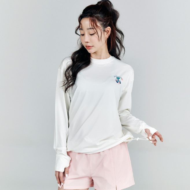 튜브트리 여성용 핏조절 래쉬가드 스트링 롱슬리브 B9204