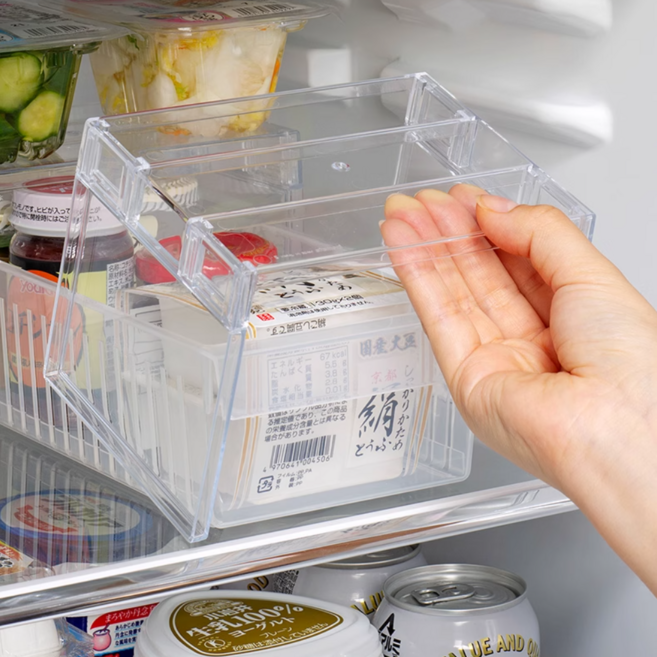 리빙앨리 냉장고 정리 수납 트레이 선반 거치대, 투명, 2개