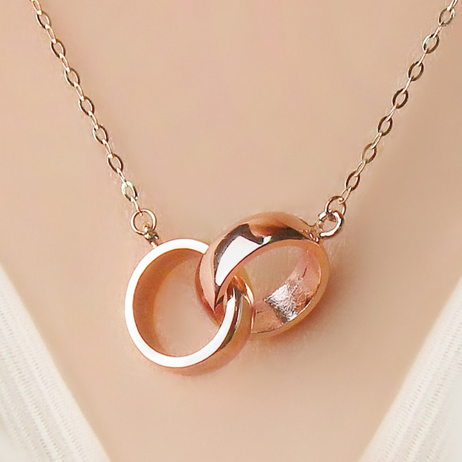 주리에떼 14K/18K 여성용 더블링 베니스 금 목걸이 + 사은품 반지 + 쇼핑백
