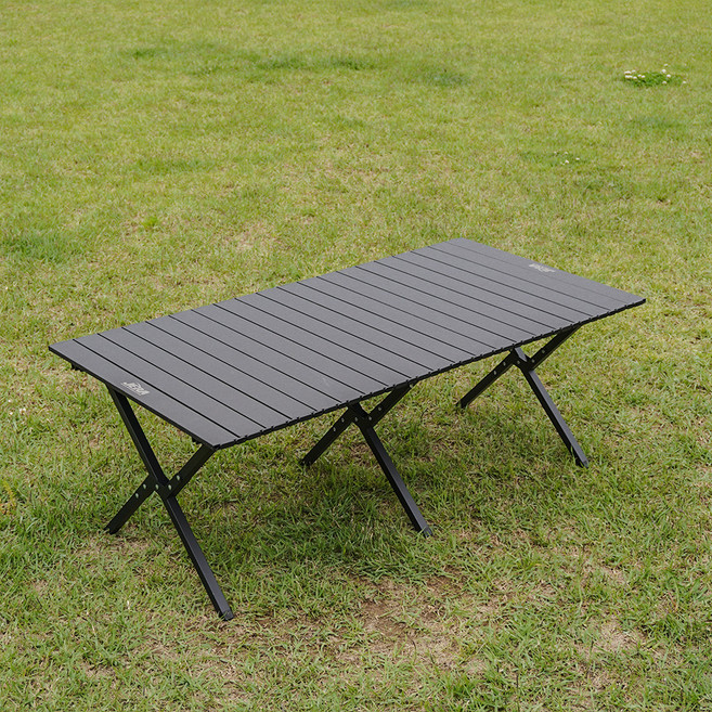 ZERA 高度可調碳鋼折疊露營捲桌, 黑色