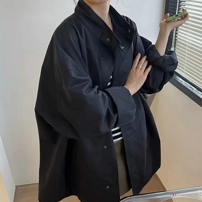 더플로우커머스 여성용 스탠드 미디 야상자켓