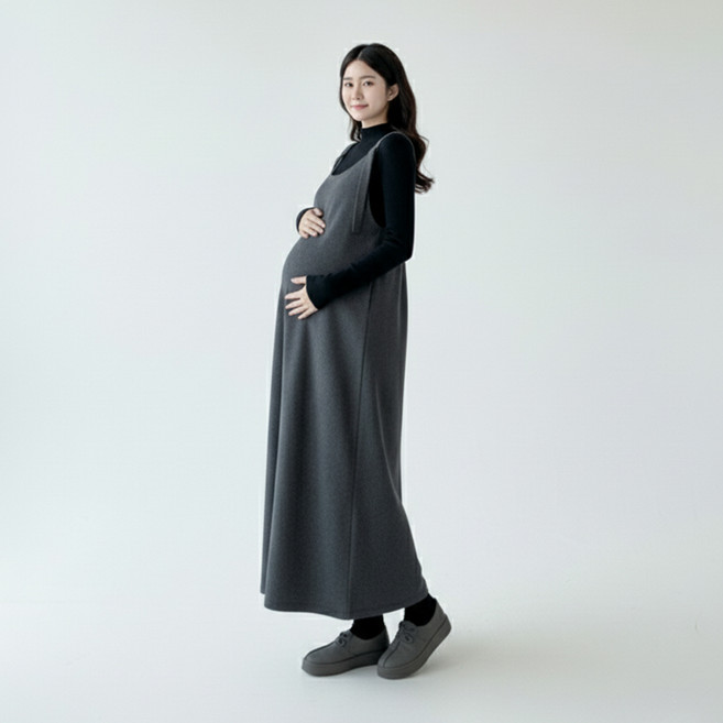 휴데이 클래식울 임산부 원피스