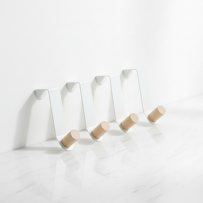 마켓피아 행거 다용도 옷 모자 도어훅, 화이트, 4개