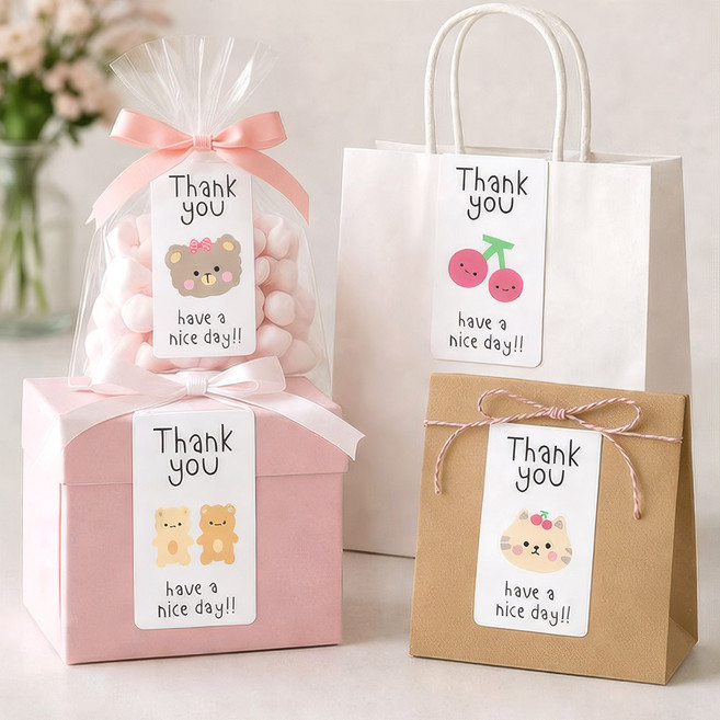 리드홈 예쁜 선물 포장 베이킹 답례품 감사 땡큐 스티커 4종 x 25p 세트, C타입, 1세트