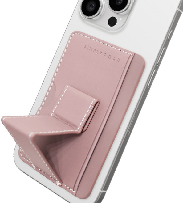 심플리로어 휴대폰 부착형 스티치 카드지갑, 핑크, 1개