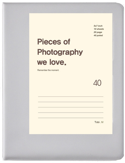 문구백서 비비드 5x7 포켓식 포토앨범, 그레이(백색내지), 40매