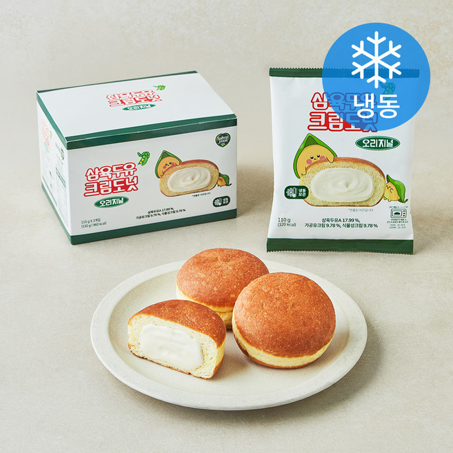 벨리푸드 삼육두유 크림도넛 오리지널 (냉동), 110g, 1개, 3개입