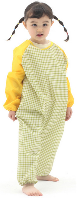 플리에 유아용 전신 방수가운 지퍼형, 체크그린