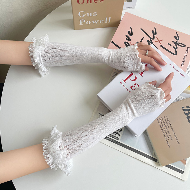 페이퍼먼츠 러블리 레이스 망사 미들 팔토시 2p 10662