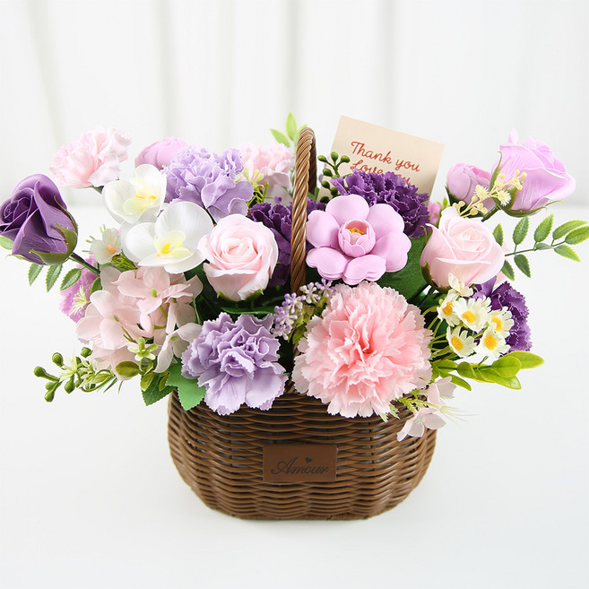 조화 안젤라 비누꽃 바구니, 바이올렛, 1개