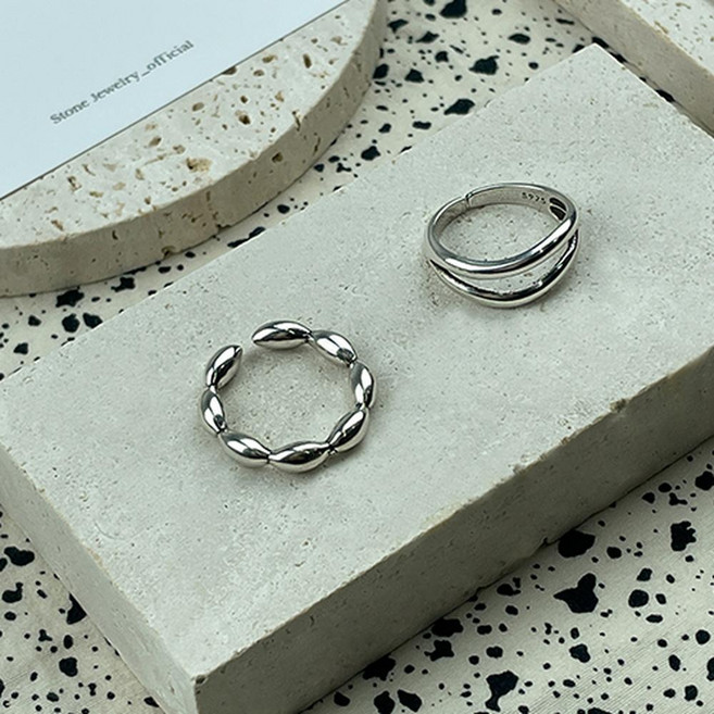 Stone Jewelry 雙層日常戒指 2件組