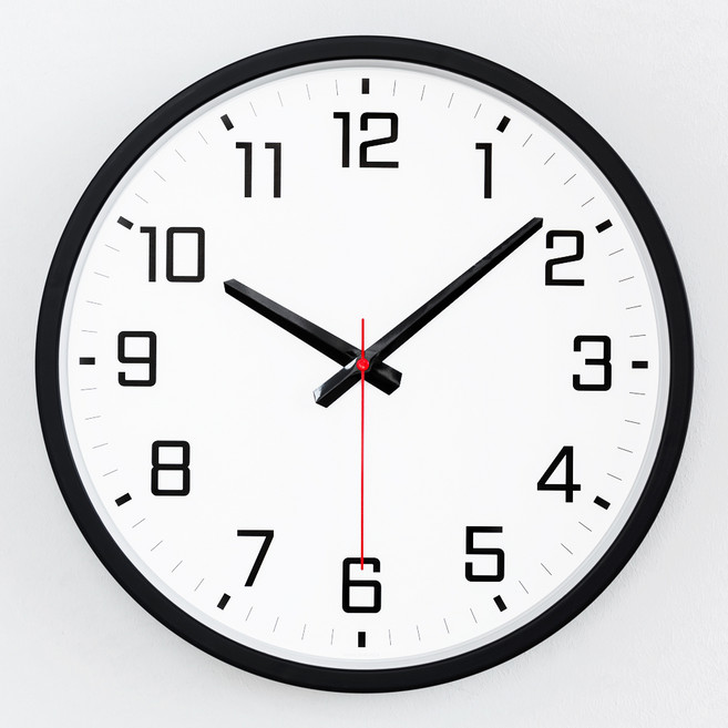 MJK 370 와이드 대형 무소음 벽시계, 블랙