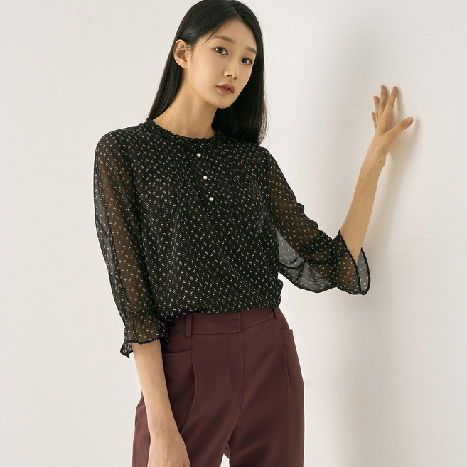 zishen 女款細褶圖案T恤罩衫 LFWSN811