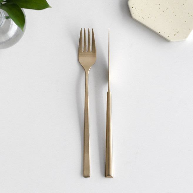 니코트 히어 1인 양식커트러리 세트, Champagne Gold, 디너포크 + 나이프, 1세트