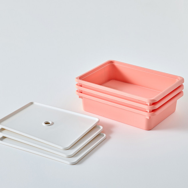 브리다 국내 제조 컬러 다용도 정리 수납박스, 코랄, 3개