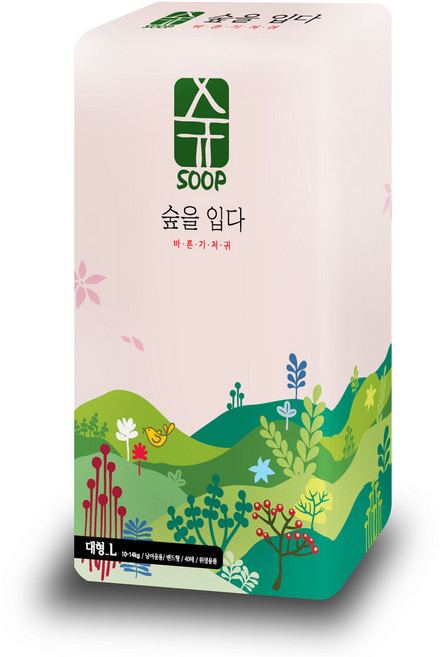 SOOP 밴드형 기저귀 유아용 대형 4단계(10~14kg), 40매, 중형(M)