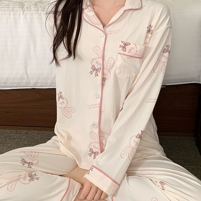 민트코코아 여성용 부드러운 수면 파자마 잠옷 상하의 세트