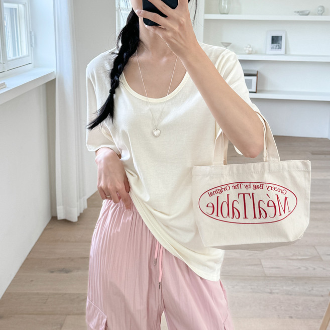 투데이앤룩 여성용 크라운 딥 U넥 반팔 티셔츠