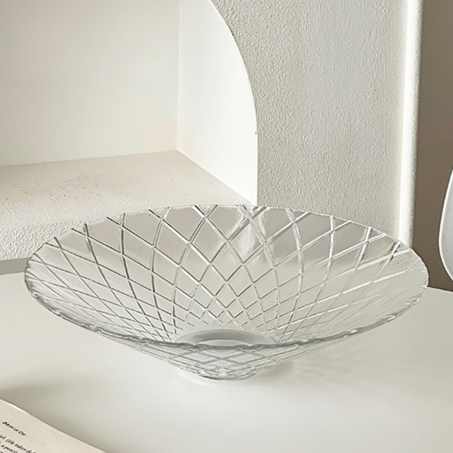 아메리칸로드 꼬깔쉐입 패턴 과일 디저트 다용도 유리접시 HR2644, 다이아, 1개