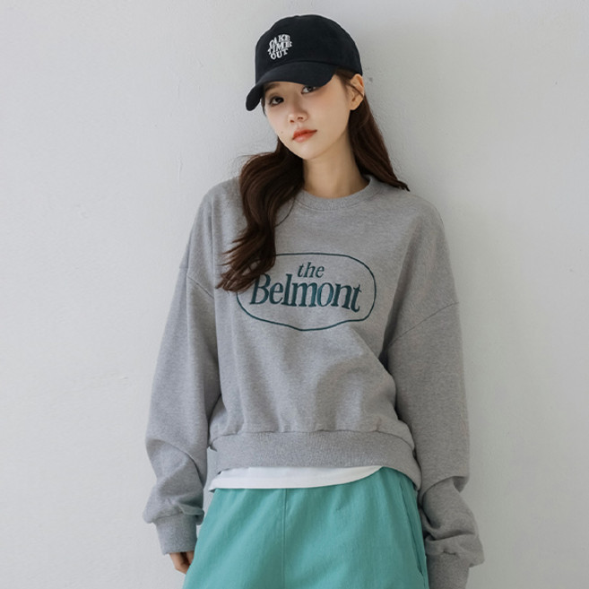 시크폭스 여성용 벨몬트 레터링 세미크롭 맨투맨 61TS1674