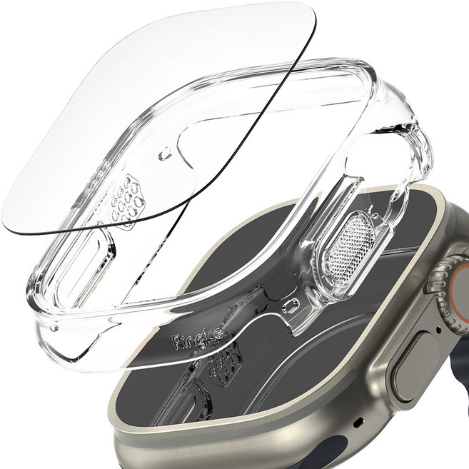 링케 애플워치 슬림 케이스 + 강화유리 필름 콤보, 클리어, 1개