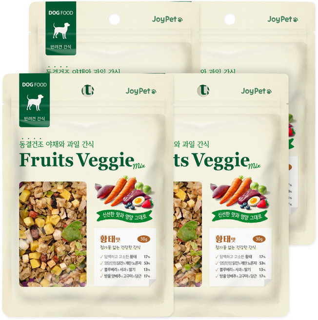 조이펫 강아지 야채와 과일 동결건조 간식, 황태, 30g, 4개