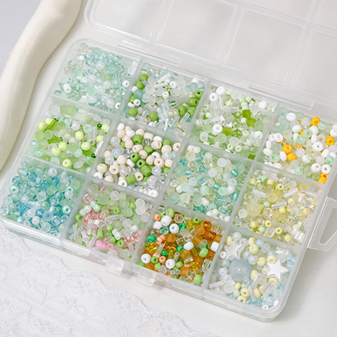 윰스 12색 플로랄 믹스 DIY 비즈 공예 세트, 바닐라그린, 1세트